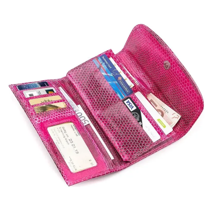 Кошелек женский SEA SNAKE LEATHER 18276 из натуральной кожи морской змеи Розовый