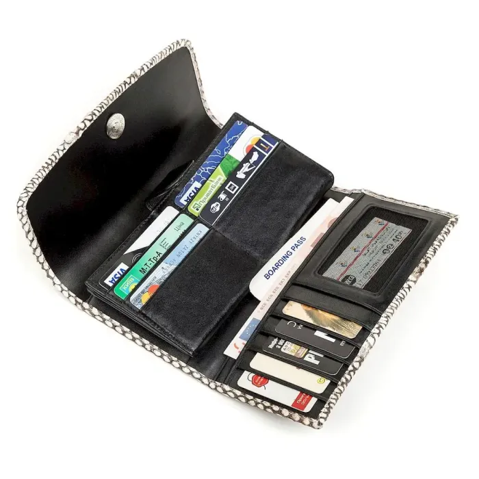 Гаманець жіночий SNAKE LEATHER 18263 із натуральної шкіри пітона Сірий