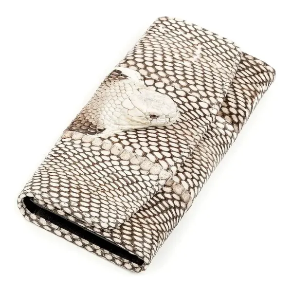 Гаманець жіночий SNAKE LEATHER 18263 із натуральної шкіри пітона Сірий