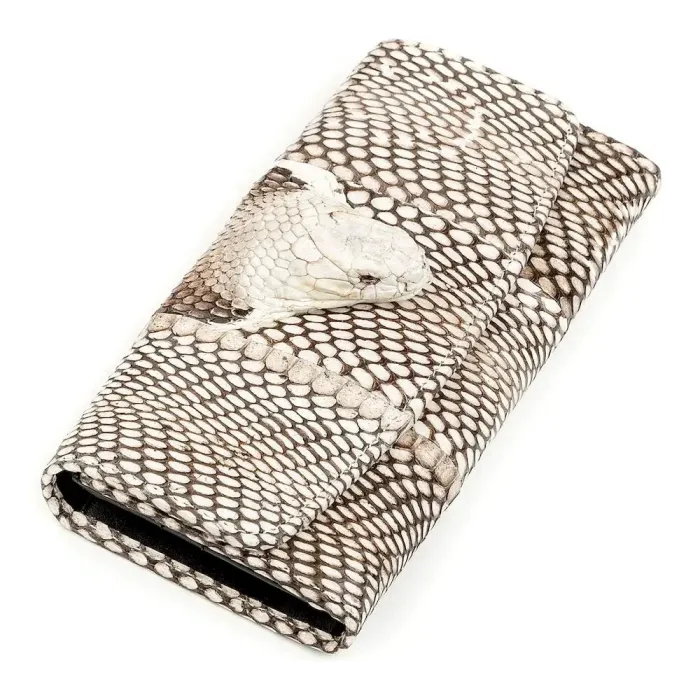 Гаманець жіночий SNAKE LEATHER 18263 із натуральної шкіри пітона Сірий