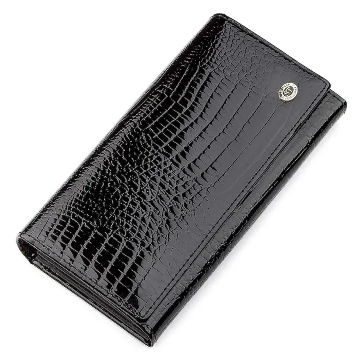 Кошелек женский ST Leather 18390 (S2001A) из лакированной кожи Черный