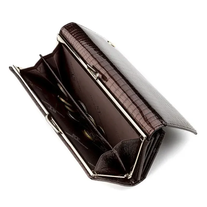 Гаманець жіночий ST Leather 18396 (S3001A) лакована шкіра Коричневий