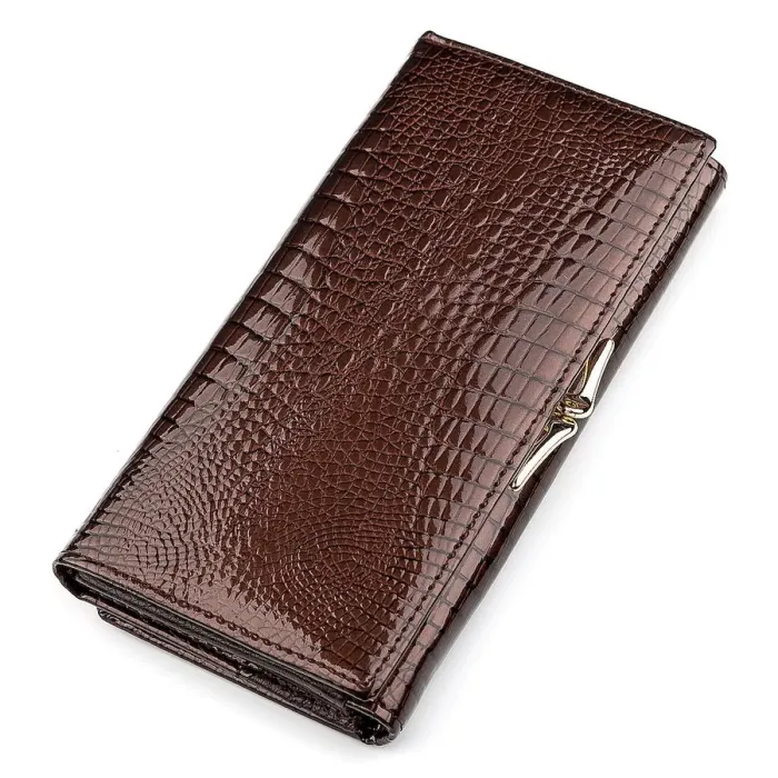 Гаманець жіночий ST Leather 18396 (S3001A) лакована шкіра Коричневий