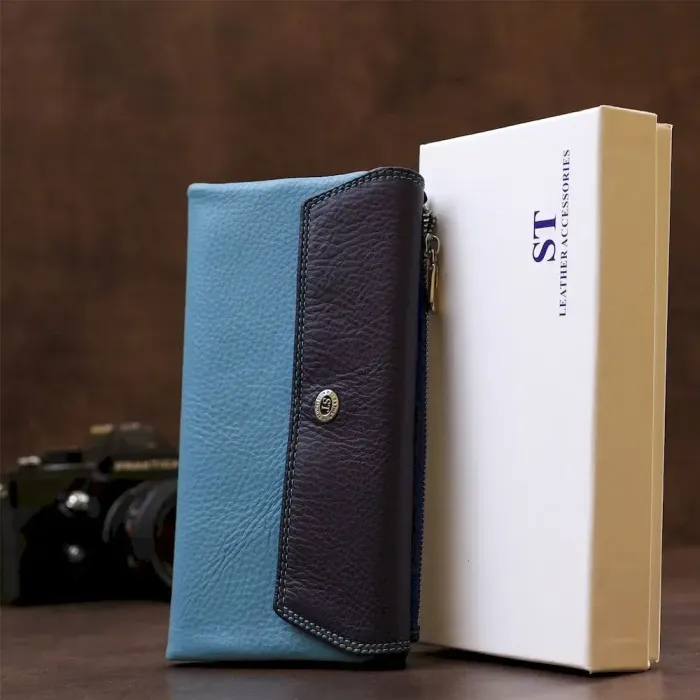 Гаманець жіночий ST Leather 18408 (SB42-2) із натуральної шкіри Блакитний