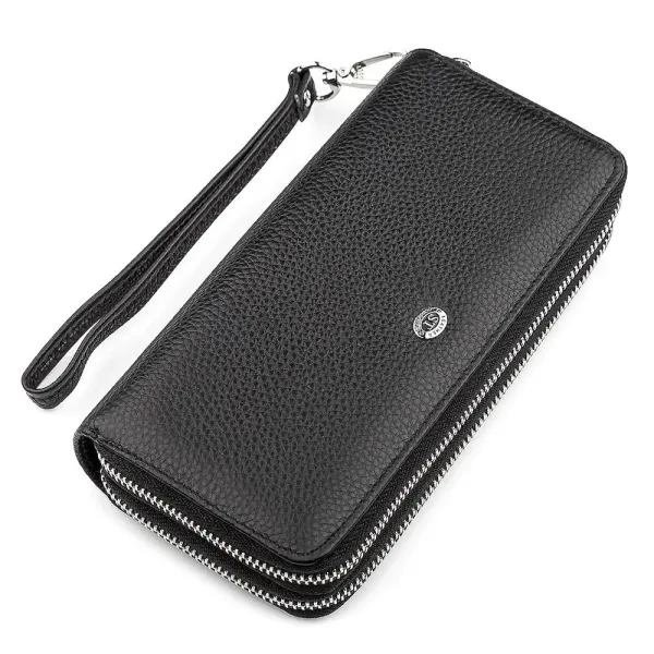 Гаманець жіночий ST Leather 18446 (ST238-2) дві блискавки Чорний