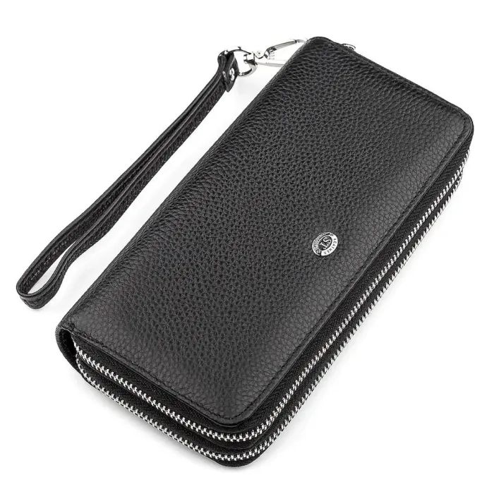 Гаманець жіночий ST Leather 18446 (ST238-2) дві блискавки Чорний