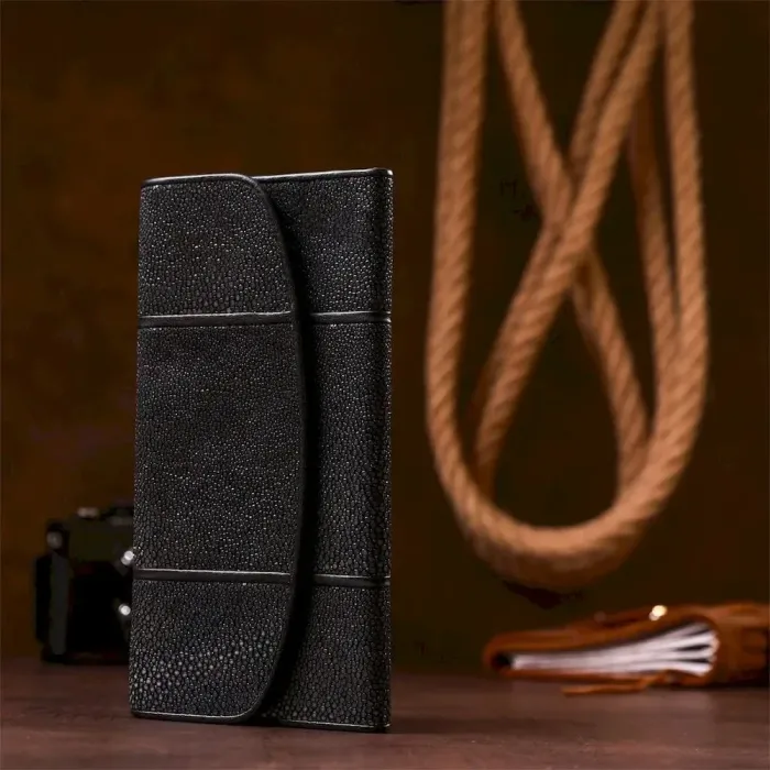 Гаманець жіночий STINGRAY LEATHER 18113 із натуральної шкіри морського ската Чорний