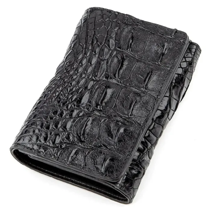 Гаманець жіночийCROCODILE LEATHER 18286 з натуральної шкіри крокодила Чорний