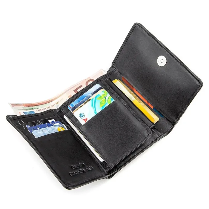 Гаманець жіночийCROCODILE LEATHER 18286 з натуральної шкіри крокодила Чорний