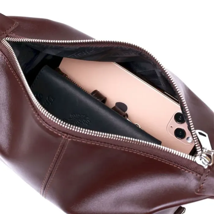 Шкіряна глянсова косметичка Shvigel 16407 Коричневий