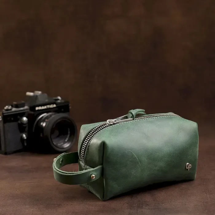 Кожаная косметичка унисекс GRANDE PELLE 11571 Зеленый