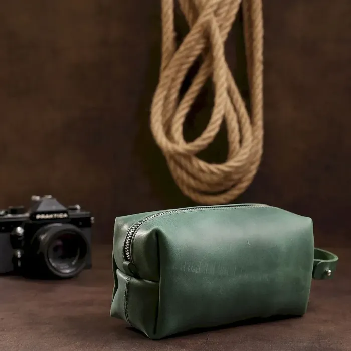 Кожаная косметичка унисекс GRANDE PELLE 11572 Зеленый