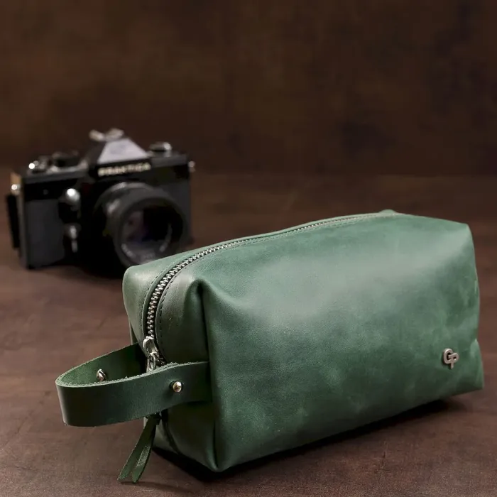 Кожаная косметичка унисекс GRANDE PELLE 11572 Зеленый