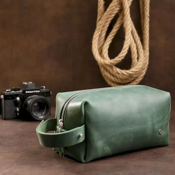 Кожаная косметичка унисекс GRANDE PELLE 11573 Зеленый