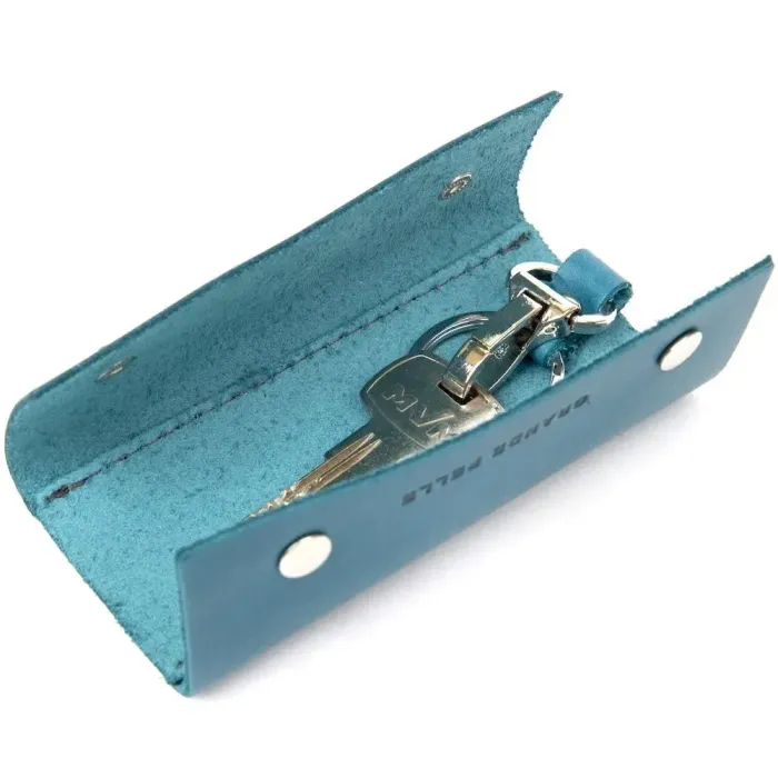 Шкіряна красива ключниця GRANDE PELLE 11344 Бірюзовий
