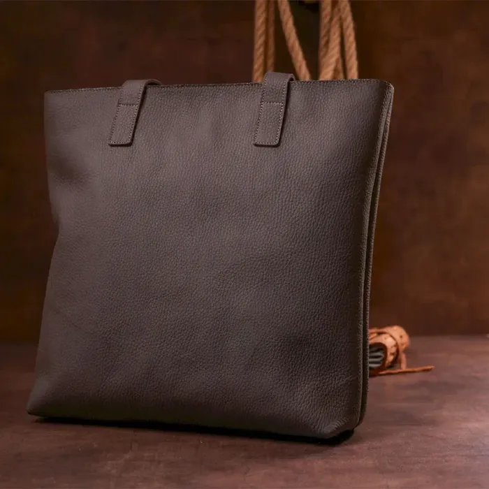 Шкіряна матова сумка жіноча Shvigel 16363 Коричневий