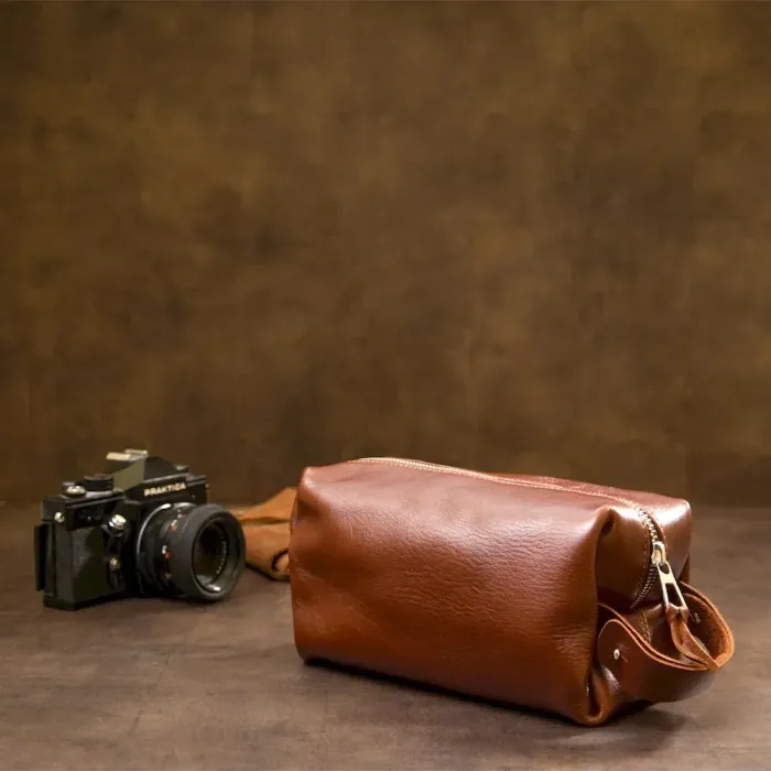 Шкіряна чоловіча косметичка GRANDE PELLE 11418 Коричневий