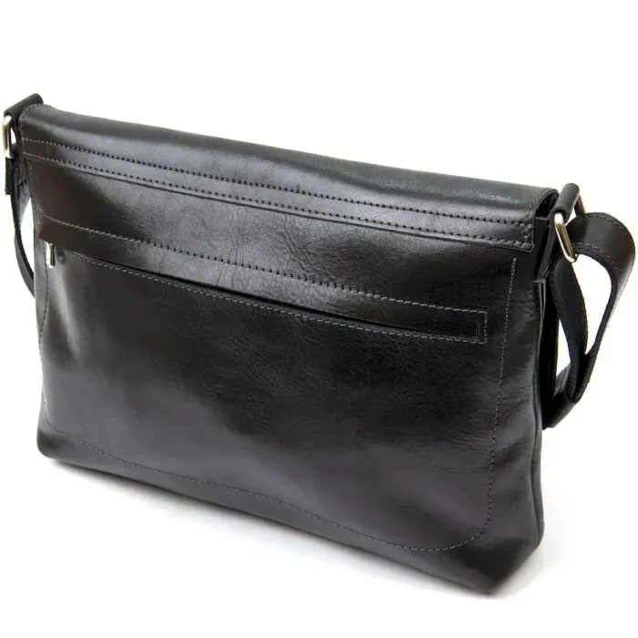 Шкіряна чоловіча прямокутна сумка GRANDE PELLE 11429 Чорний