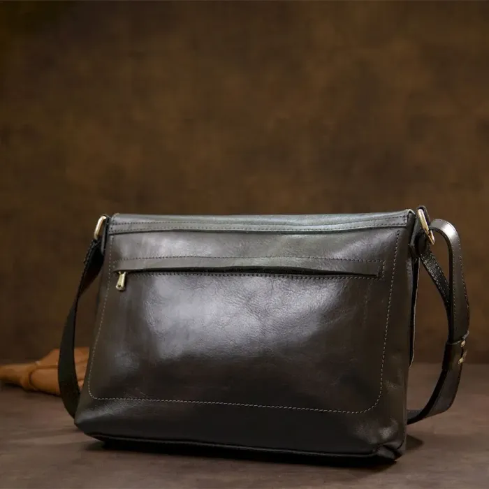 Шкіряна чоловіча прямокутна сумка GRANDE PELLE 11429 Чорний