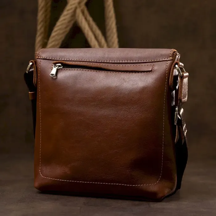 Шкіряна чоловіча сумка через плече GRANDE PELLE 11567 Коричневий