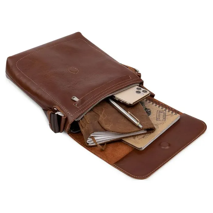 Шкіряна чоловіча сумка через плече GRANDE PELLE 11567 Коричневий