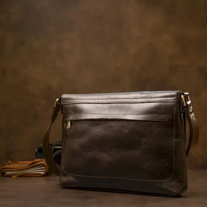 Шкіряна чоловіча сумка GRANDE PELLE 11430 Коричневий