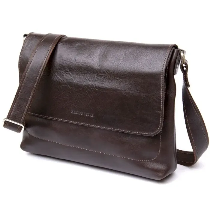Шкіряна чоловіча сумка GRANDE PELLE 11430 Коричневий