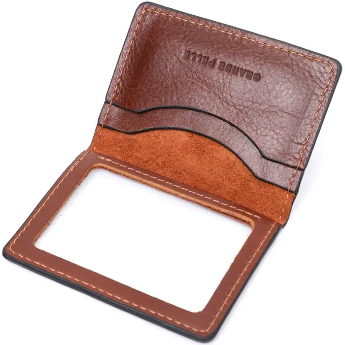 Кожаная небольшая визитница GRANDE PELLE 11632 Коричневый