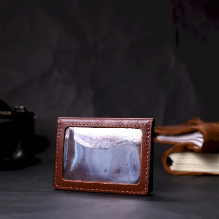 Кожаная небольшая визитница GRANDE PELLE 11632 Коричневый