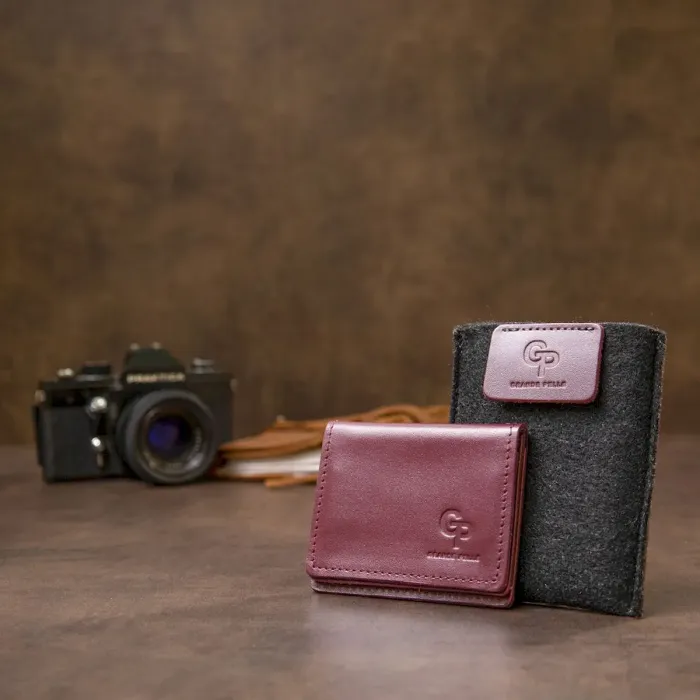 Шкіряна обкладинка для автодокументів GRANDE PELLE 11491 Бордовий