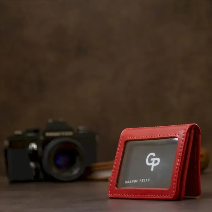 Шкіряна обкладинка для автодокументів GRANDE PELLE 11493 Червоний