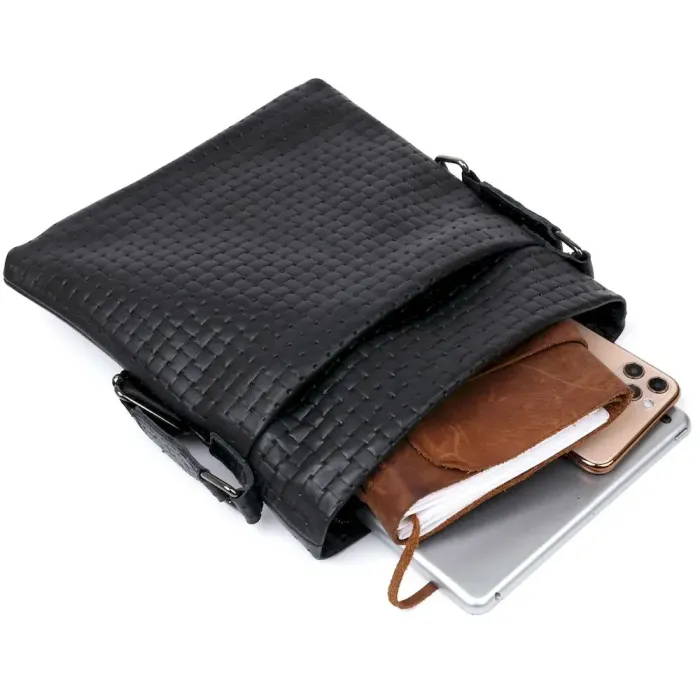 Шкіряна оригінальна чоловіча сумка через плече SHVIGEL 11600 Чорний