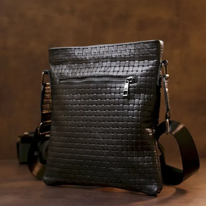 Шкіряна оригінальна чоловіча сумка через плече SHVIGEL 11600 Чорний