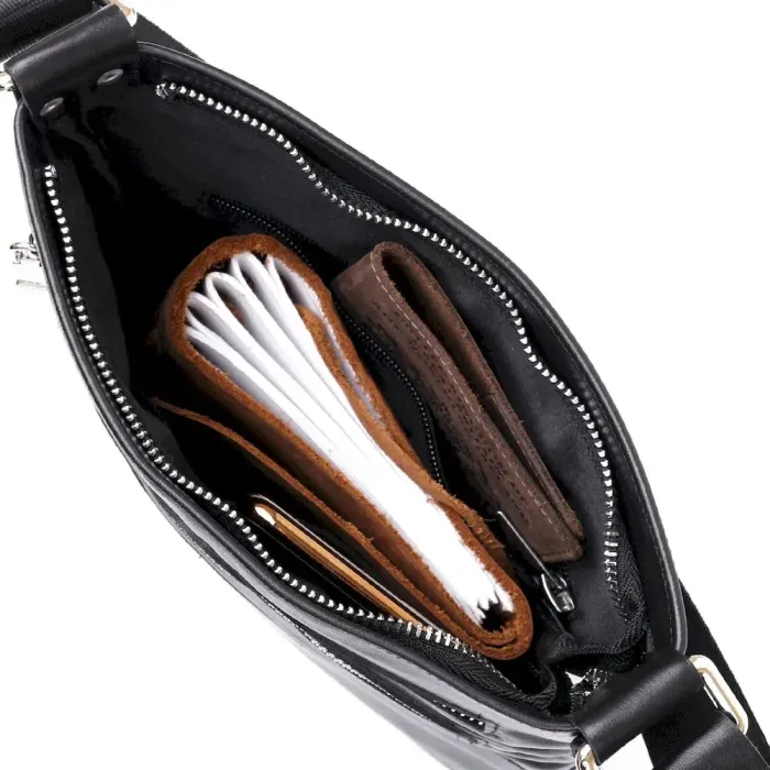 Шкіряна сумка через плече для чоловіків SHVIGEL 11602 Чорний