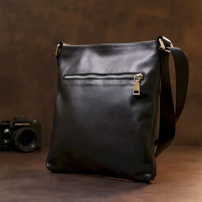 Шкіряна сумка через плече для чоловіків SHVIGEL 11602 Чорний