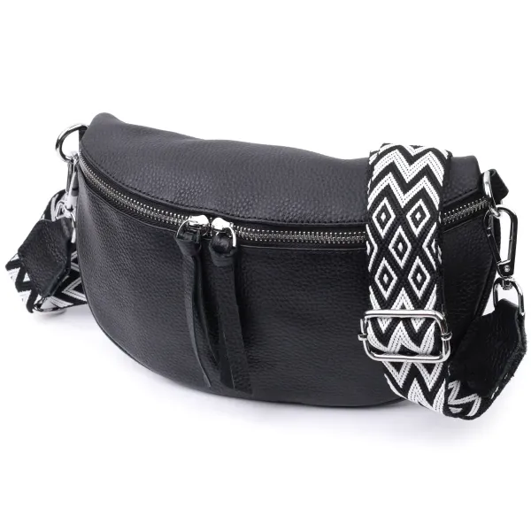 Шкіряна сумка для жінок у класичному кольорі через плече з міні гаманцем Vintage 22666 Чорна