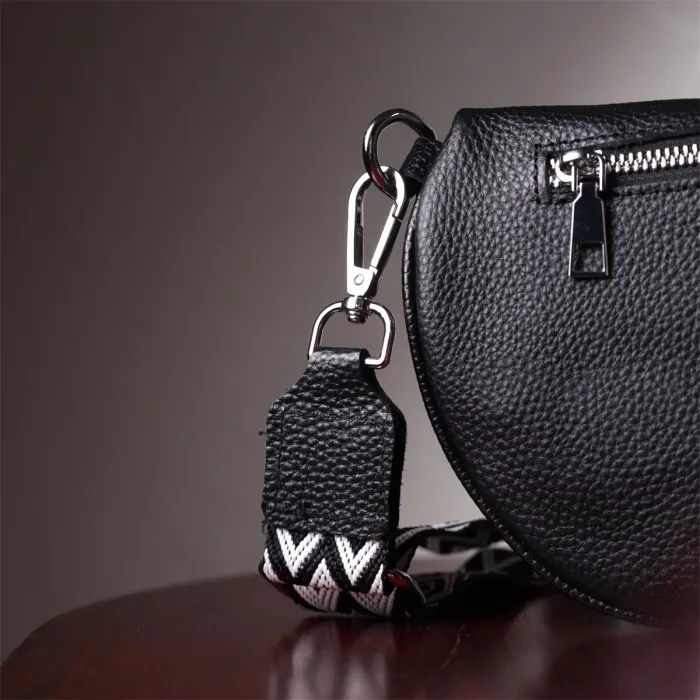 Кожаная сумка для женщин в классическом цвете через плечо с мини кошельком Vintage 22666 Черная