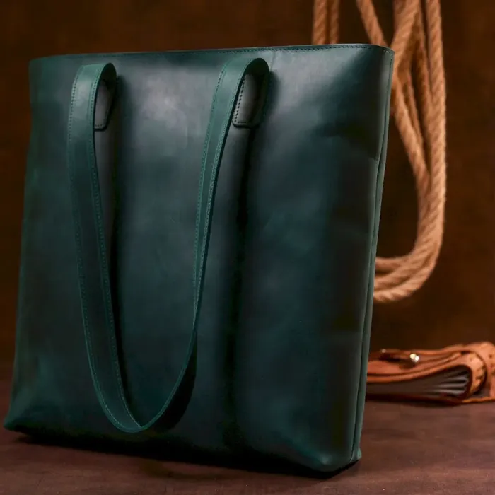 Кожаная винтажная женская сумка Shvigel 16351 Зеленый