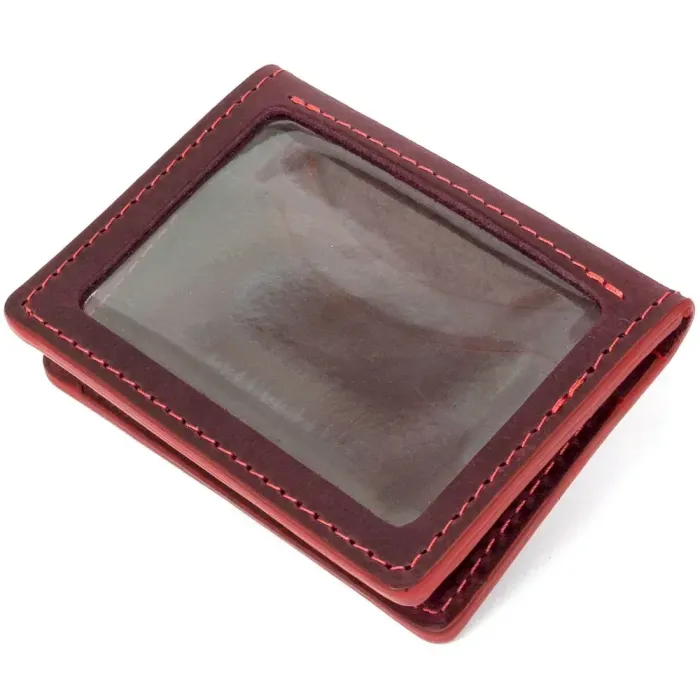 Шкіряна візитниця GRANDE PELLE 11486 Бордовий