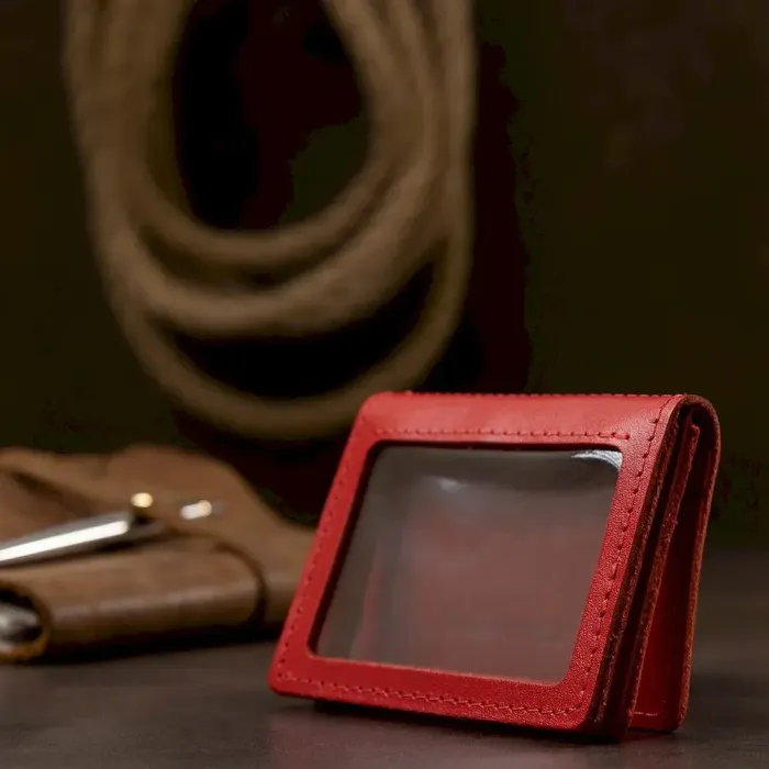Шкіряна жіноча обкладинка для автодокументів GRANDE PELLE 11402 Червоний