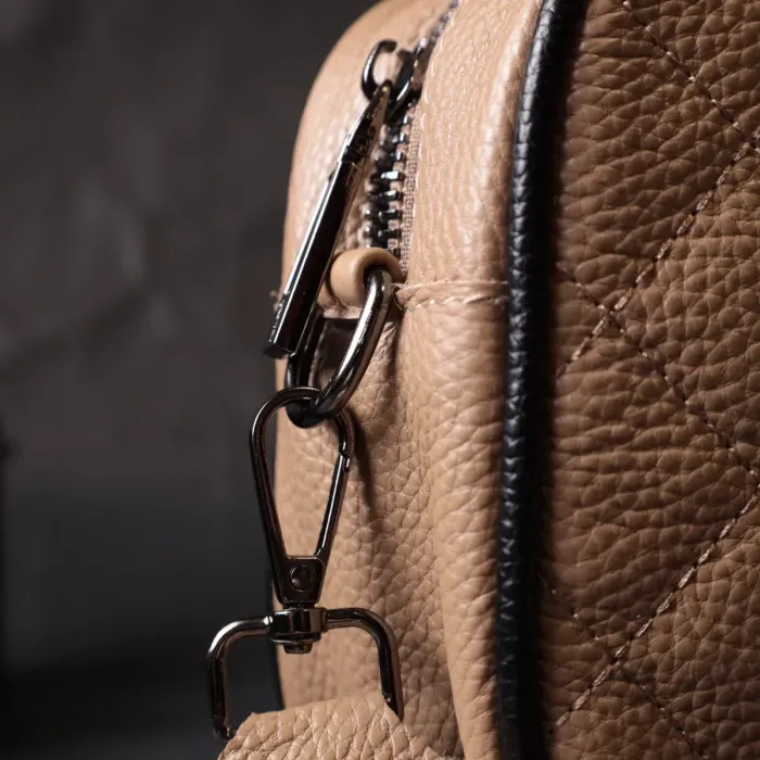 Кожаная женская сумка через плечо на одно отделение Vintage 22386 Бежевая