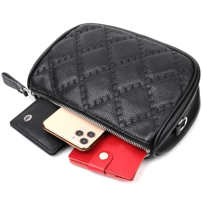 Кожаная женская сумка полукруглого формата на плечо Vintage 22394 Черная