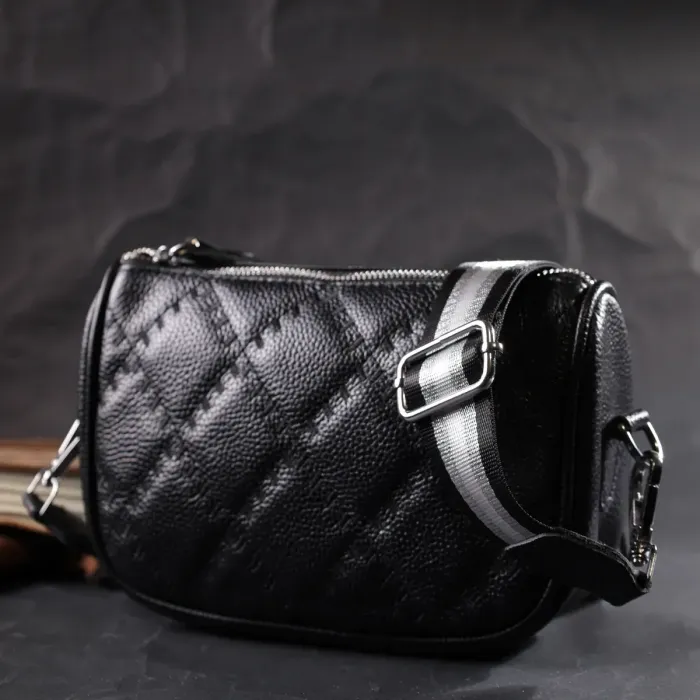 Кожаная женская сумка полукруглого формата на плечо Vintage 22394 Черная