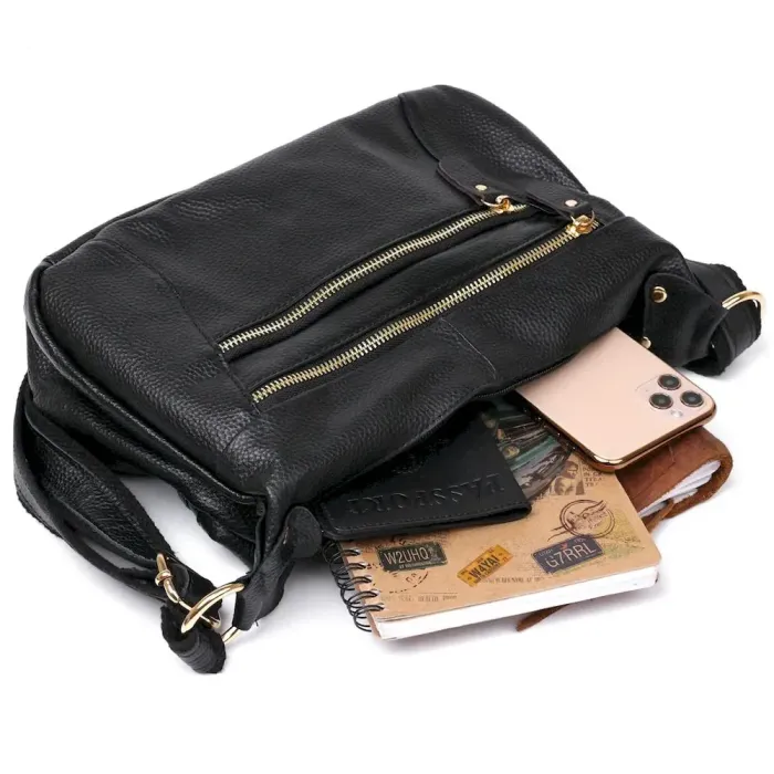 Шкіряна жіноча сумка Vintage 20686 Чорний