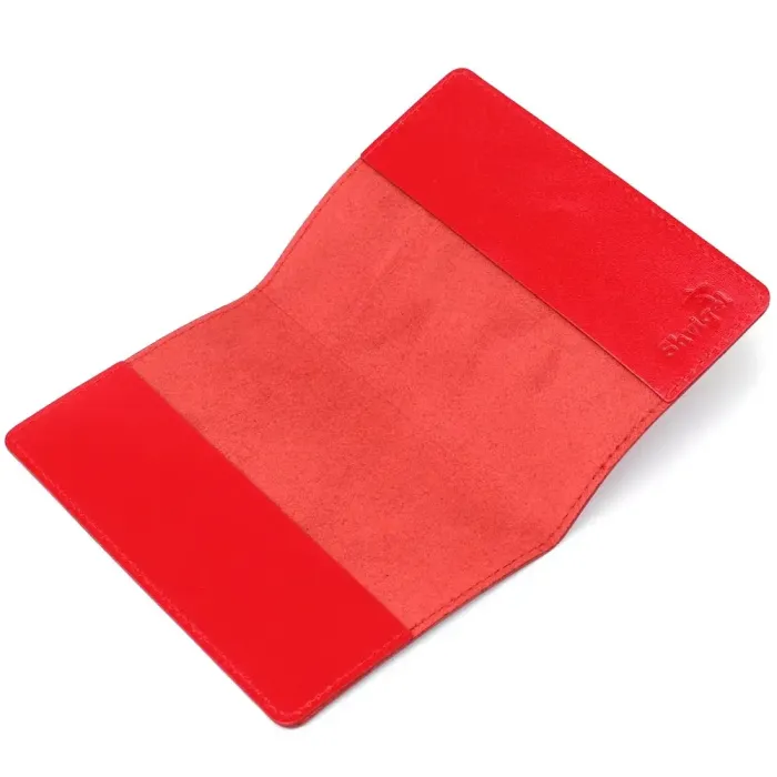 Шкіряна обкладинка на паспорт з карткою та рамкою SHVIGEL 13981 Червона