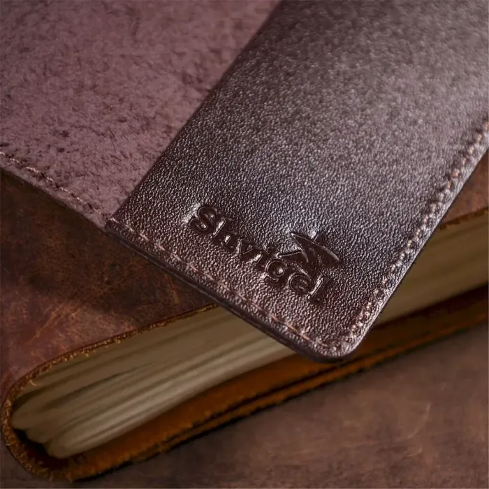 Шкіряна обкладинка на паспорт з карткою та рамкою SHVIGEL 13983 Коричнева