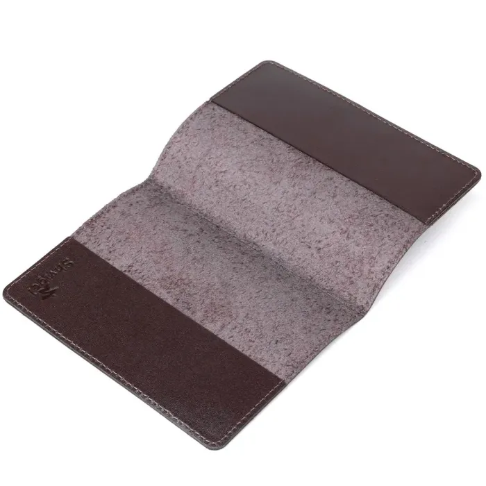 Шкіряна обкладинка на паспорт з карткою та рамкою SHVIGEL 13983 Коричнева