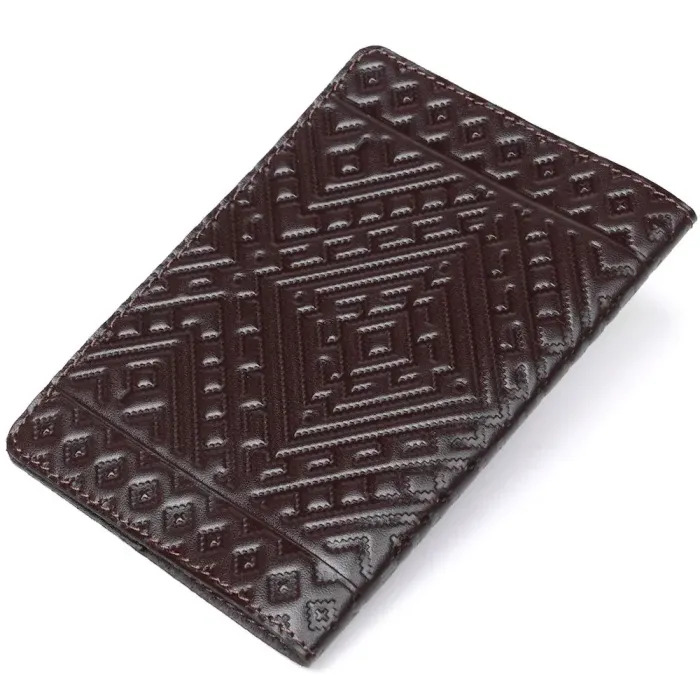 Шкіряна обкладинка на паспорт з ромбами SHVIGEL 13974