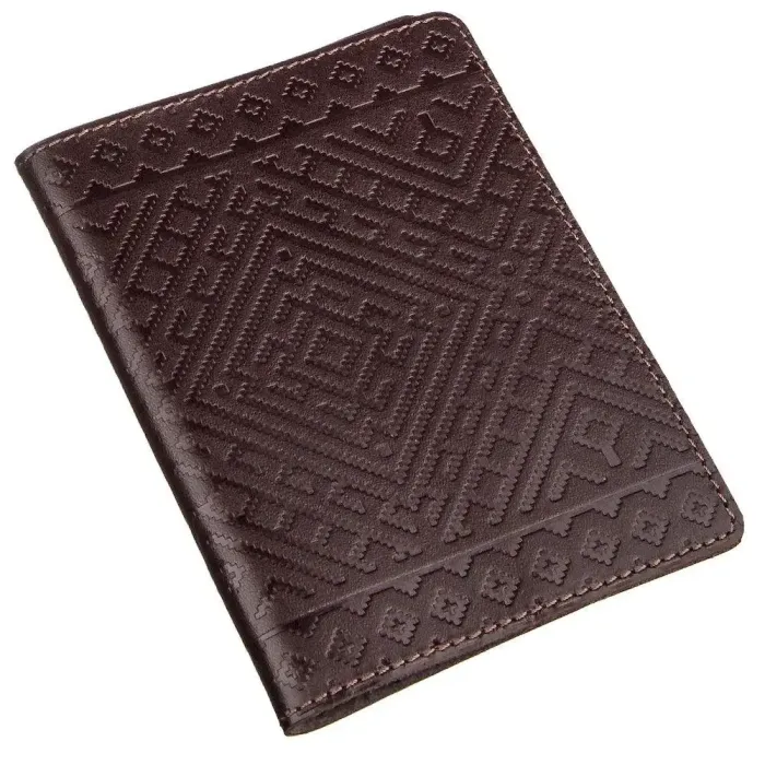 Шкіряна обкладинка на паспорт з ромбами SHVIGEL 13974