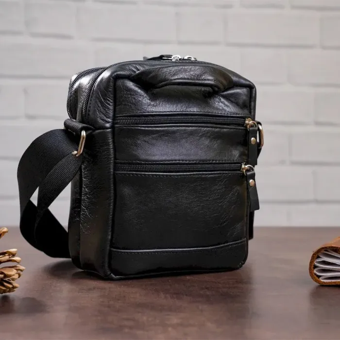 Сумка чоловіча SHVIGEL шкіряна 00926 Чорна